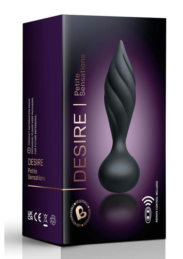 Desire Rechargeable Silicone Anal Plug - Black/Rose Gold