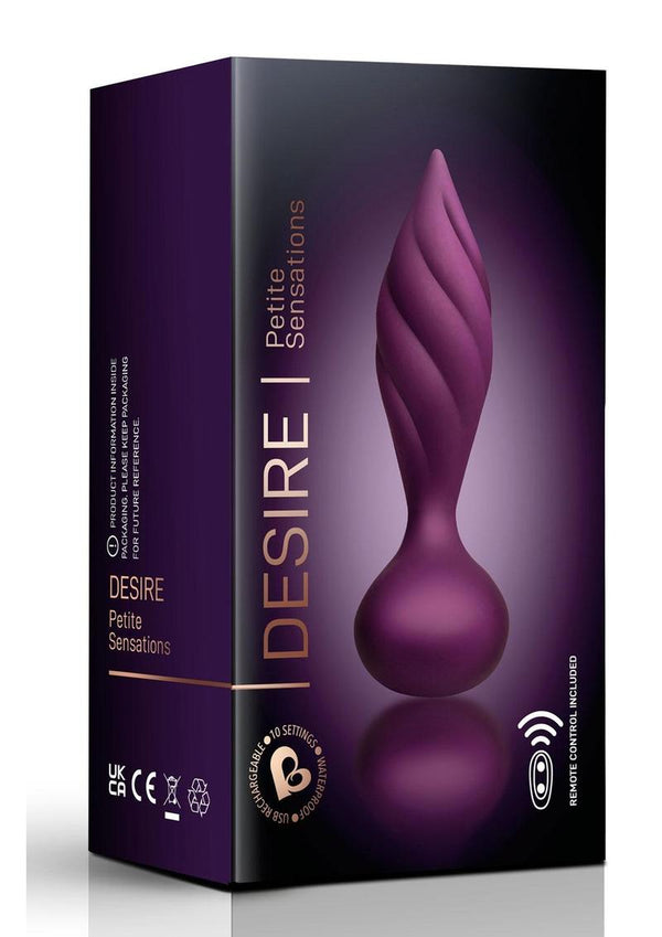 Desire Rechargeable Silicone Anal Plug - Purple/Rose Gold