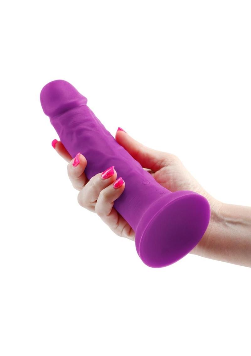 Colours Pleasures Silicone Vibrating Dildo 7in - Purple