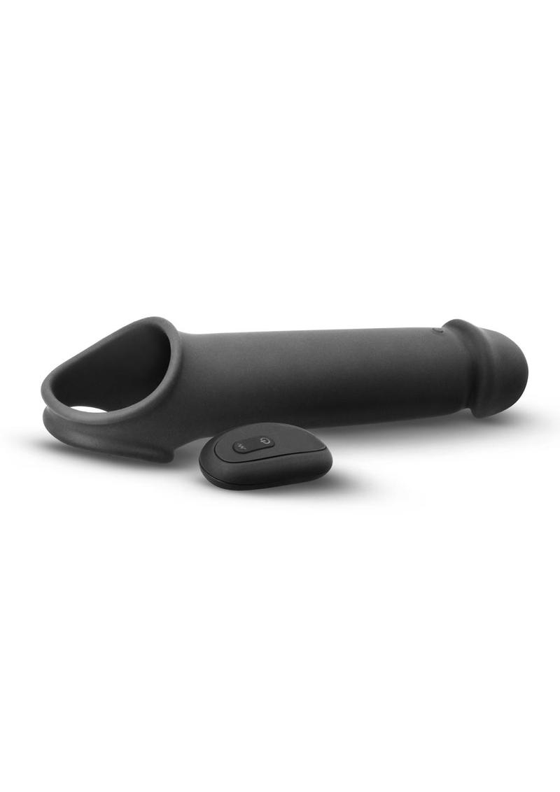 Renegade Brute Rechargeable Silicone Vibrating Penis Extension with Remote Control - Black