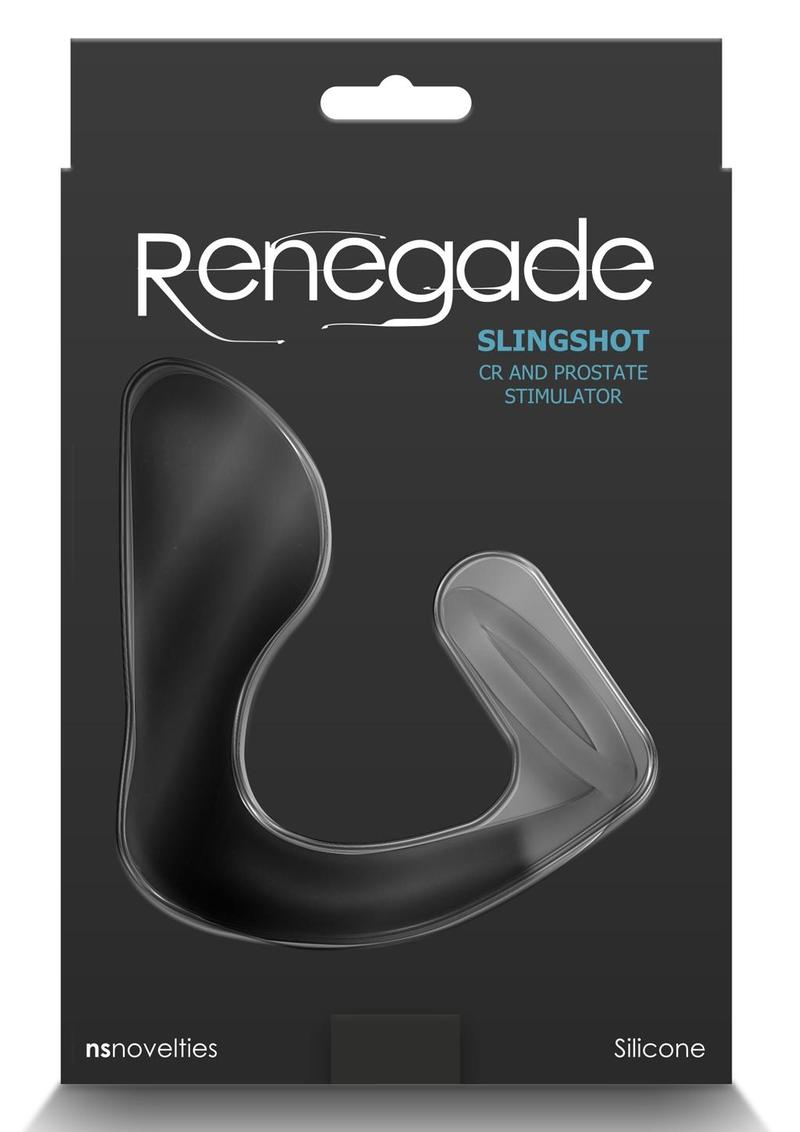Renegade Slingshot Silicone Cock Ring with Butt Plug - Black