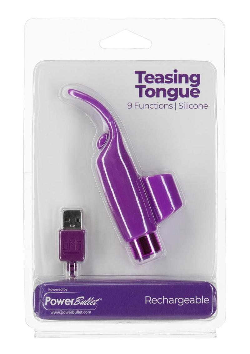 PowerBullet Teasing Tongue With Mini Rechargeable Silicone Bullet 2.5in - Purple