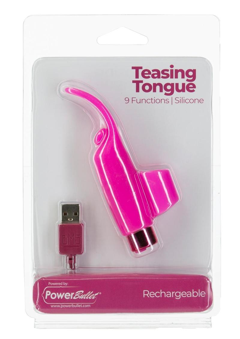 PowerBullet Teasing Tongue With Mini Rechargeable Silicone Bullet 2.5in - Pink