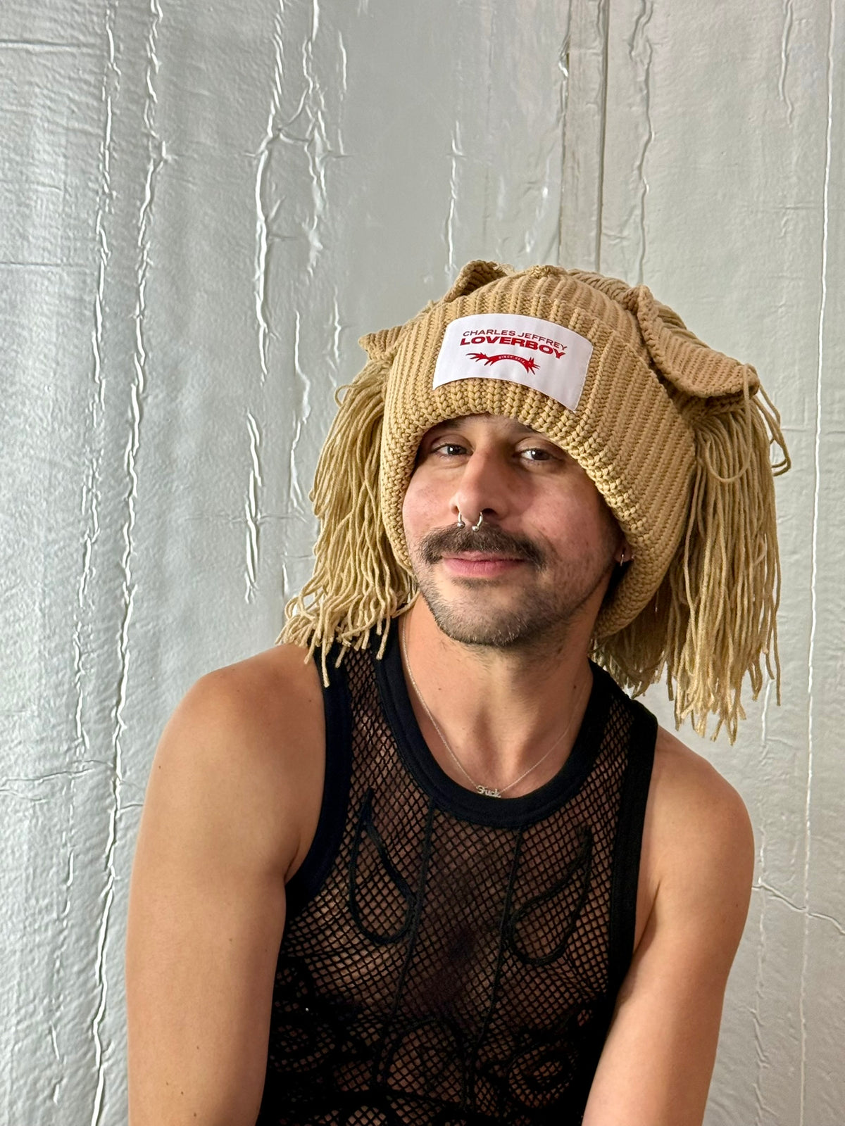 LOVERBOY BY CHARLES JEFFREY SUPERSIZED LION BEANIE in BEIGE