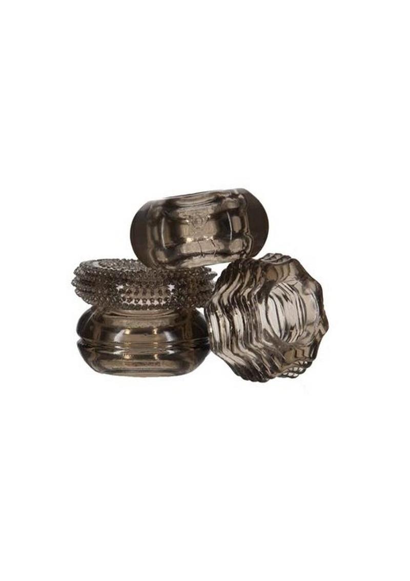PowerBullet Got Big D Super Stretch Cock Rings (4 pack) - Black