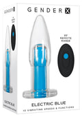 Gender X Electric Blue Rechargeable Anal Plug with Remote Control - Clear/ Blue