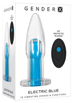 Gender X Electric Blue Rechargeable Anal Plug with Remote Control - Clear/ Blue