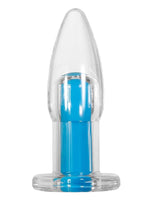 Gender X Electric Blue Rechargeable Anal Plug with Remote Control - Clear/ Blue