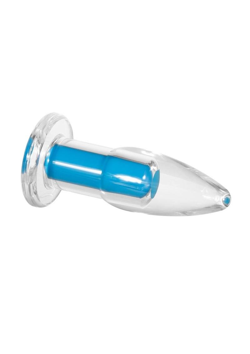 Gender X Electric Blue Rechargeable Anal Plug with Remote Control - Clear/ Blue