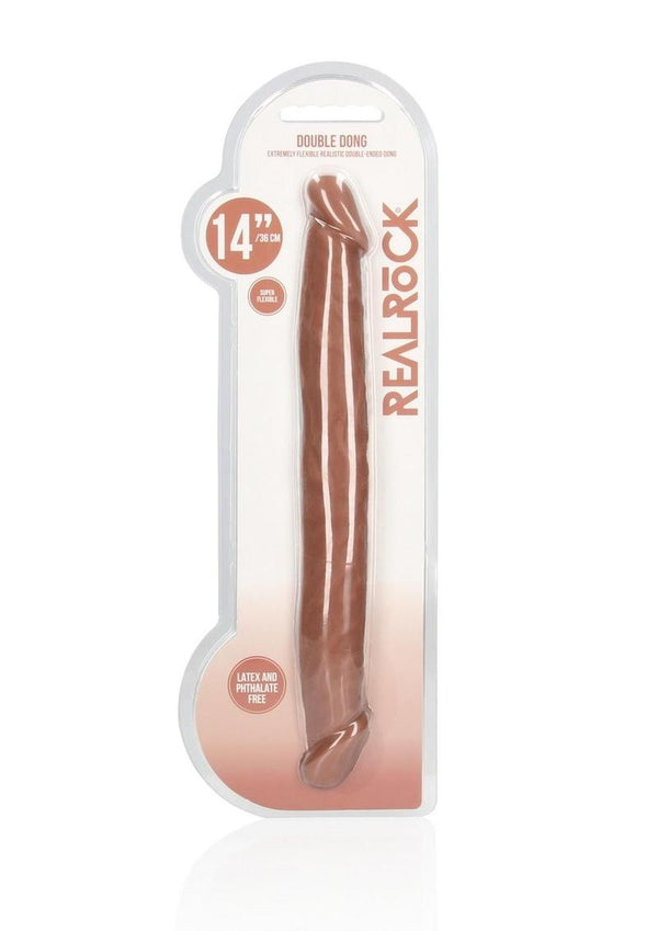 RealRock Skin Realistic Double Dildo 14in - Caramel
