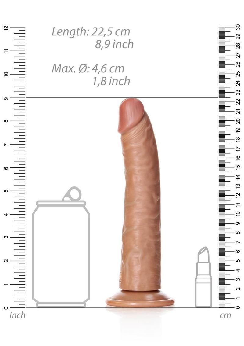 RealRock Slim Realistic Dildo with Suction Cup 8in - Caramel