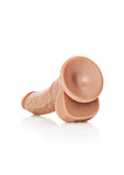 RealRock Curved Realistic Dildo with Balls and Suction Cup 8in - Caramel