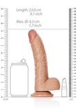 RealRock Curved Realistic Dildo with Balls and Suction Cup 8in - Caramel