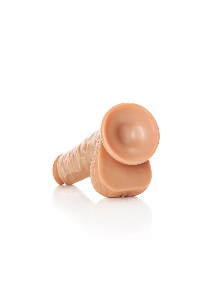 RealRock Straight Realistic Dildo with Balls and Suction Cup 7in - Caramel