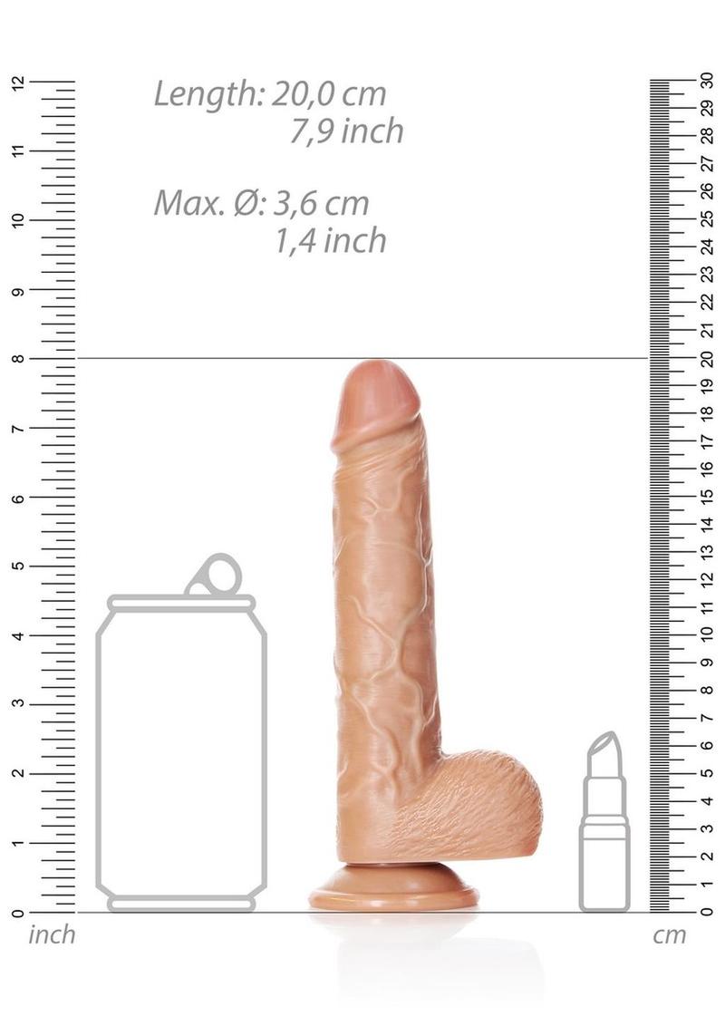RealRock Straight Realistic Dildo with Balls and Suction Cup 7in - Caramel