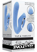 Tap & Thrust Rechargeable Silicone Vibrator with Clitoral Stimulation - Blue