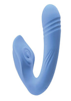Tap & Thrust Rechargeable Silicone Vibrator with Clitoral Stimulation - Blue