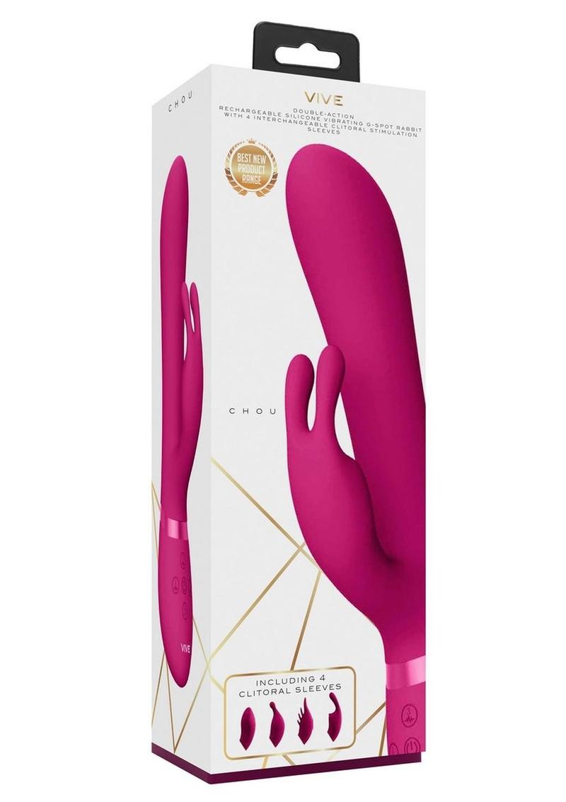 Vive Chou Rechargeable Silicone G-Spot Rabbit & Clitoral Stimulator - Pink