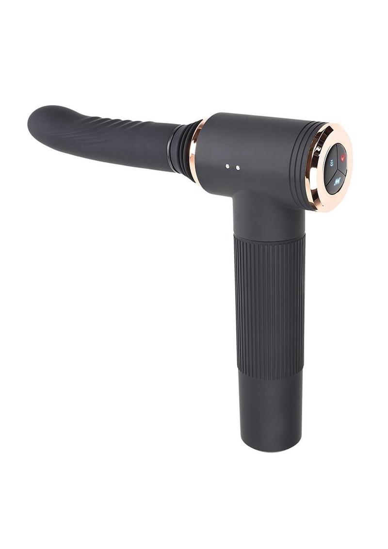 Too Hot to Handle Rechargeable Silicone Thrusting Vibrator with Suction Cup - Black