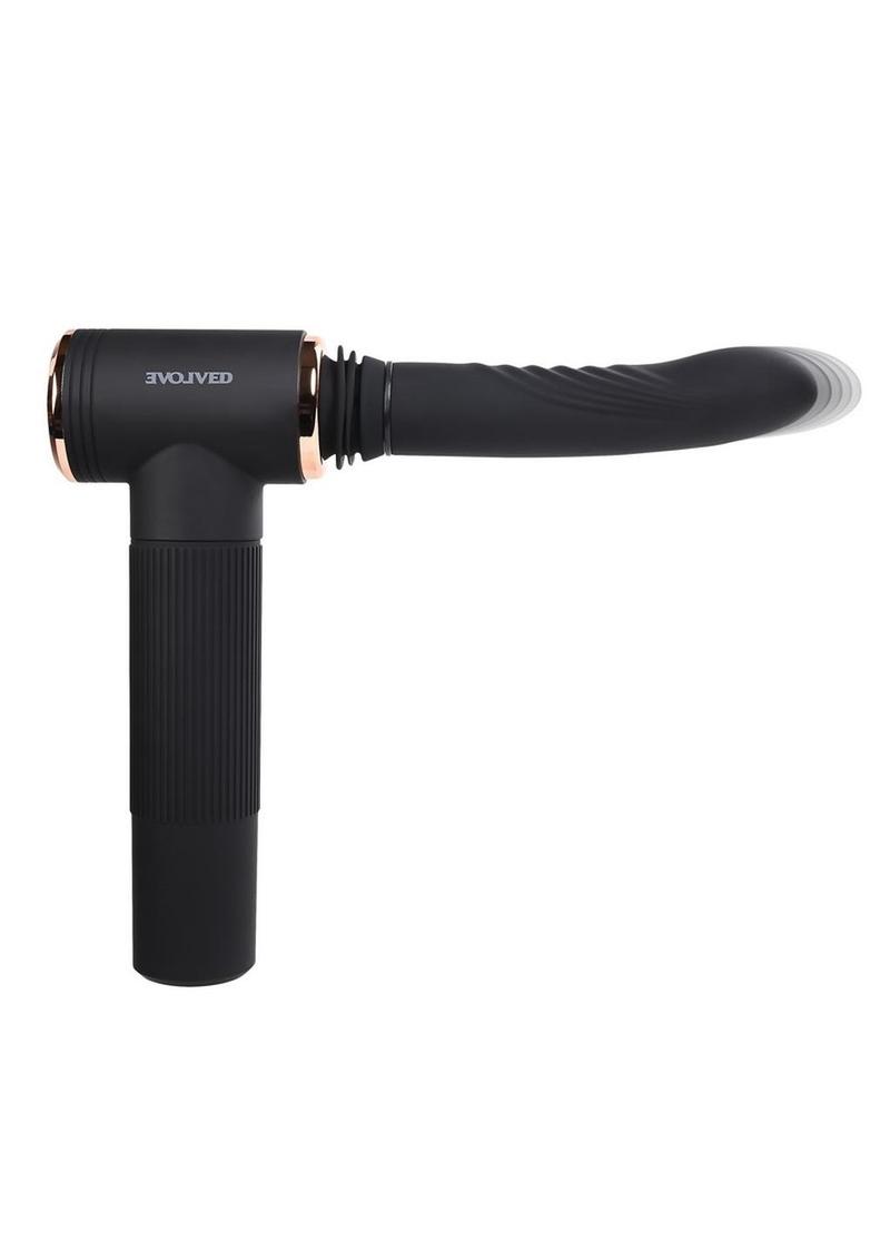 Too Hot to Handle Rechargeable Silicone Thrusting Vibrator with Suction Cup - Black