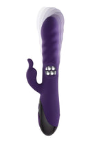Rascally Rabbit Rechargeable Silicone Thrusting Rotating Vibrator - Purple