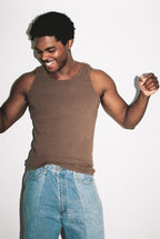 Dominic Albano Ribbed Cotton Tank - Chocolate