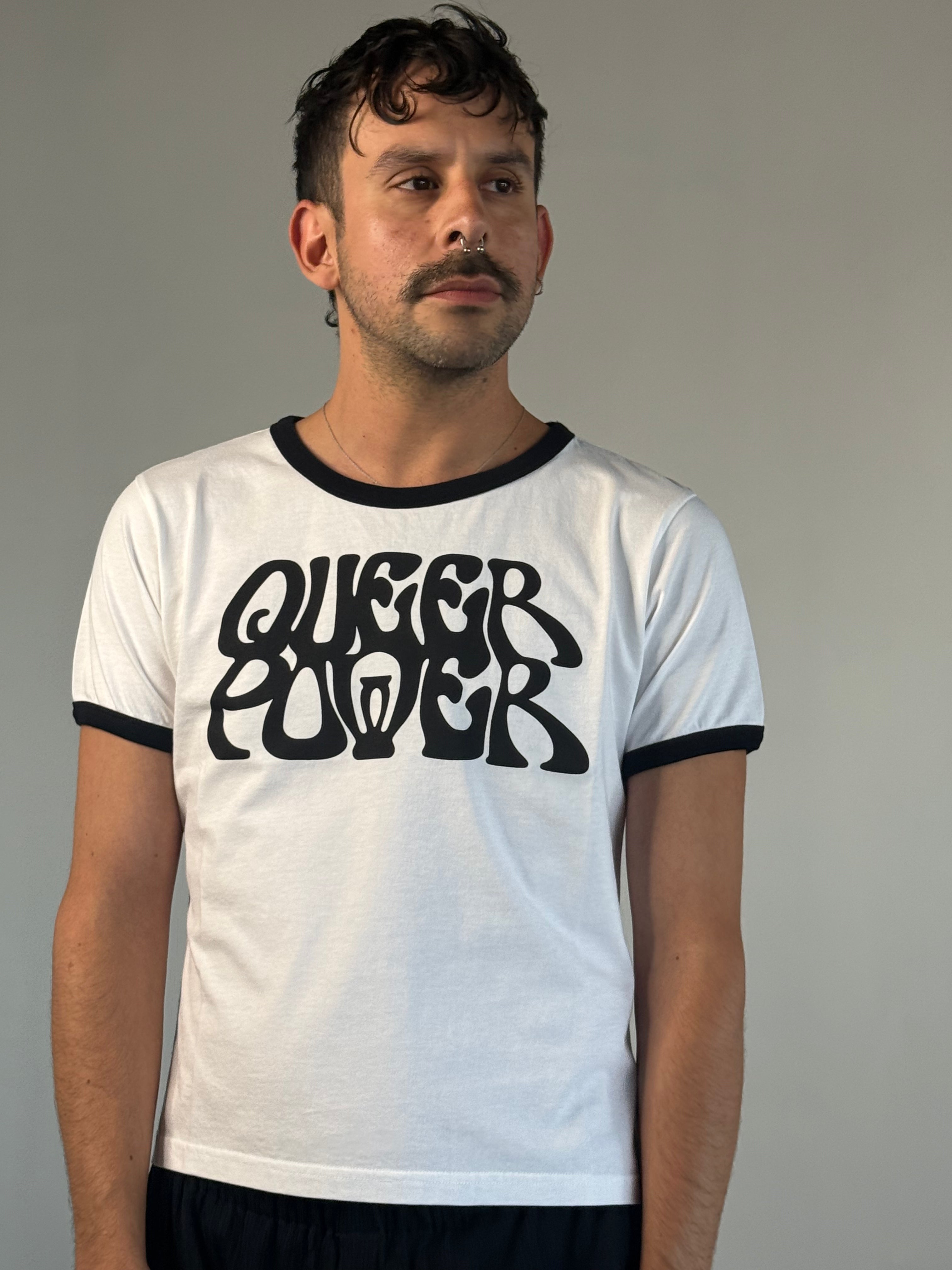 Queer Power T-Shirt in White / Black by LUDOVIC DE SAINT SERNIN