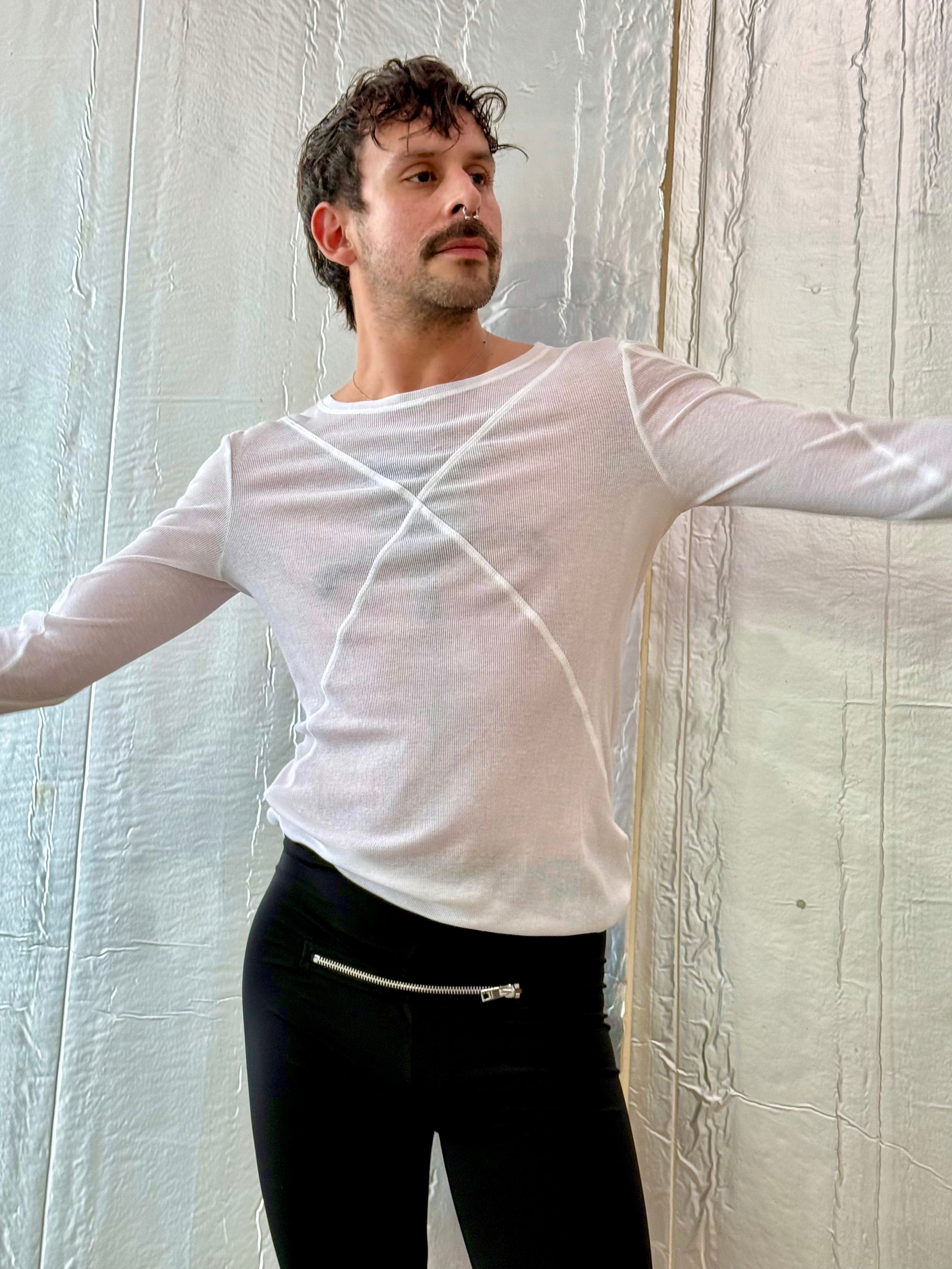 Jordanluca BLUES LONGSLEEVE TOP WHITE