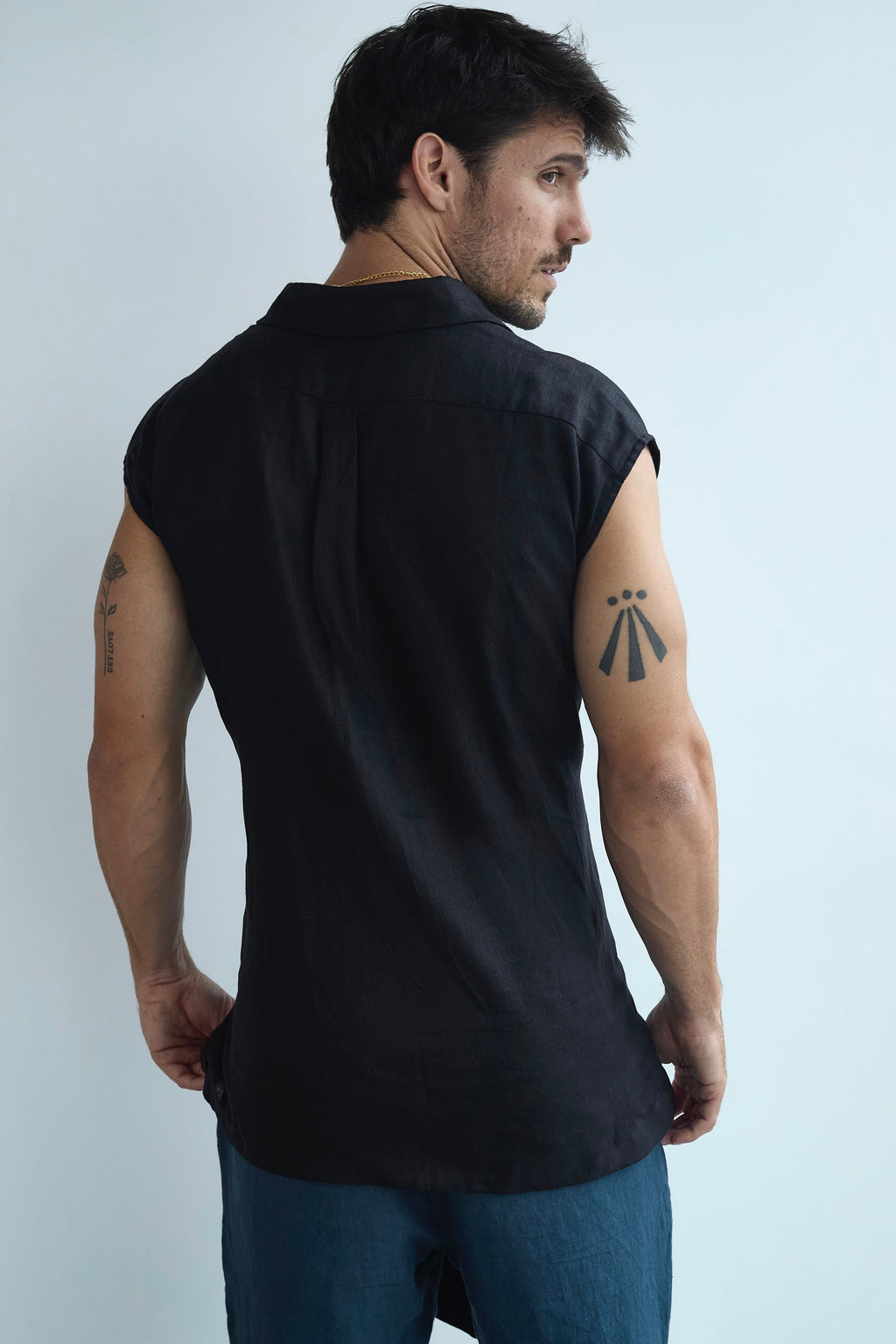 Tie Linen Sleeveless Shirt