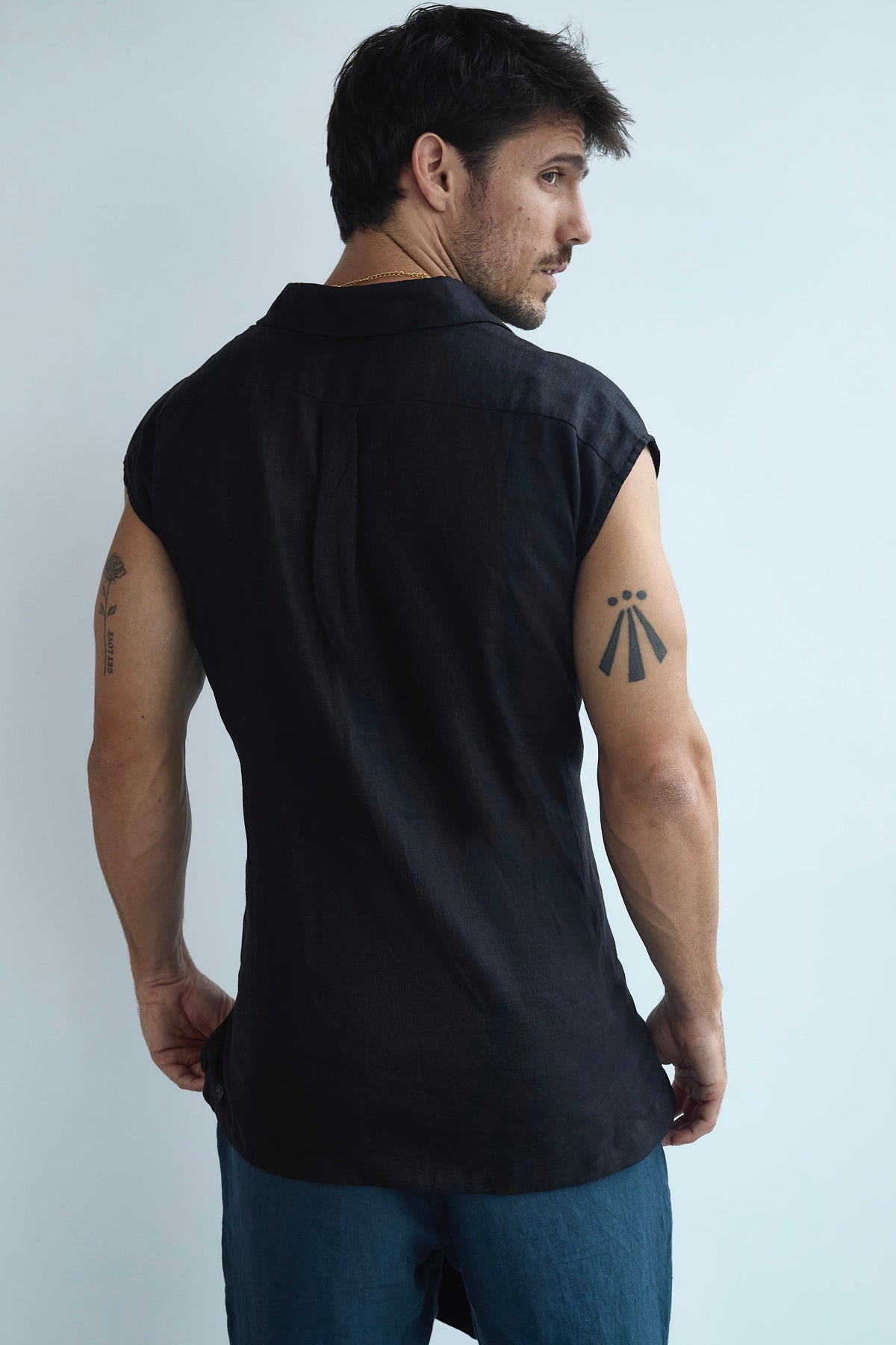 Tie Linen Sleeveless Shirt