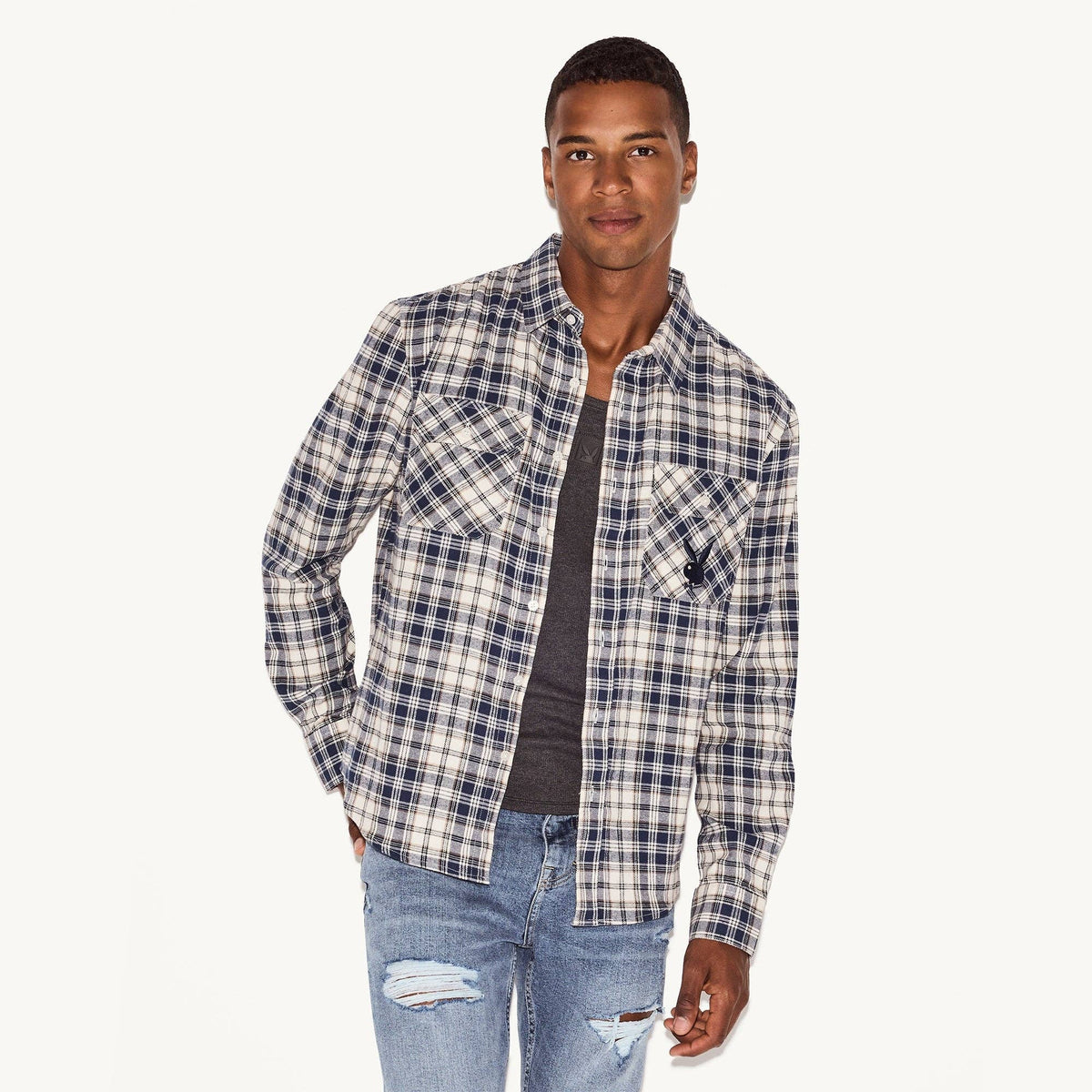 PLAYBOY Men's Flannel Long Sleeve Shirt