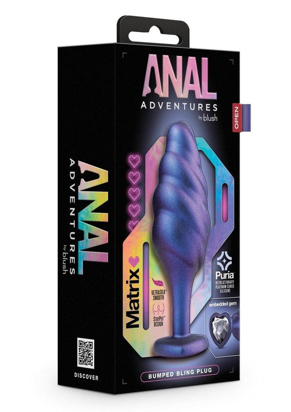 Anal Adventures Matrix Bumped Bling Silicone Plug - Sapphire
