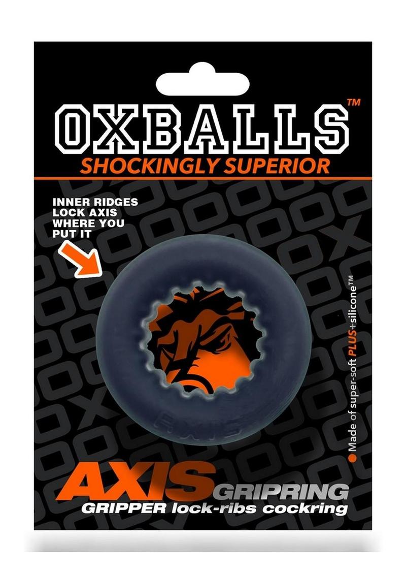 Oxballs Axis Rib Griphold Cock Ring - Black Ice