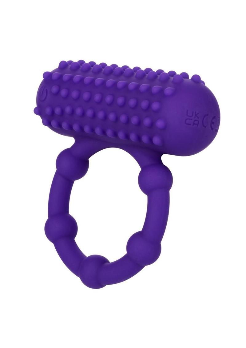 Couple's Enhancers Silicone Rechargeable 5 Bead Maximus Couples Ring - Purple