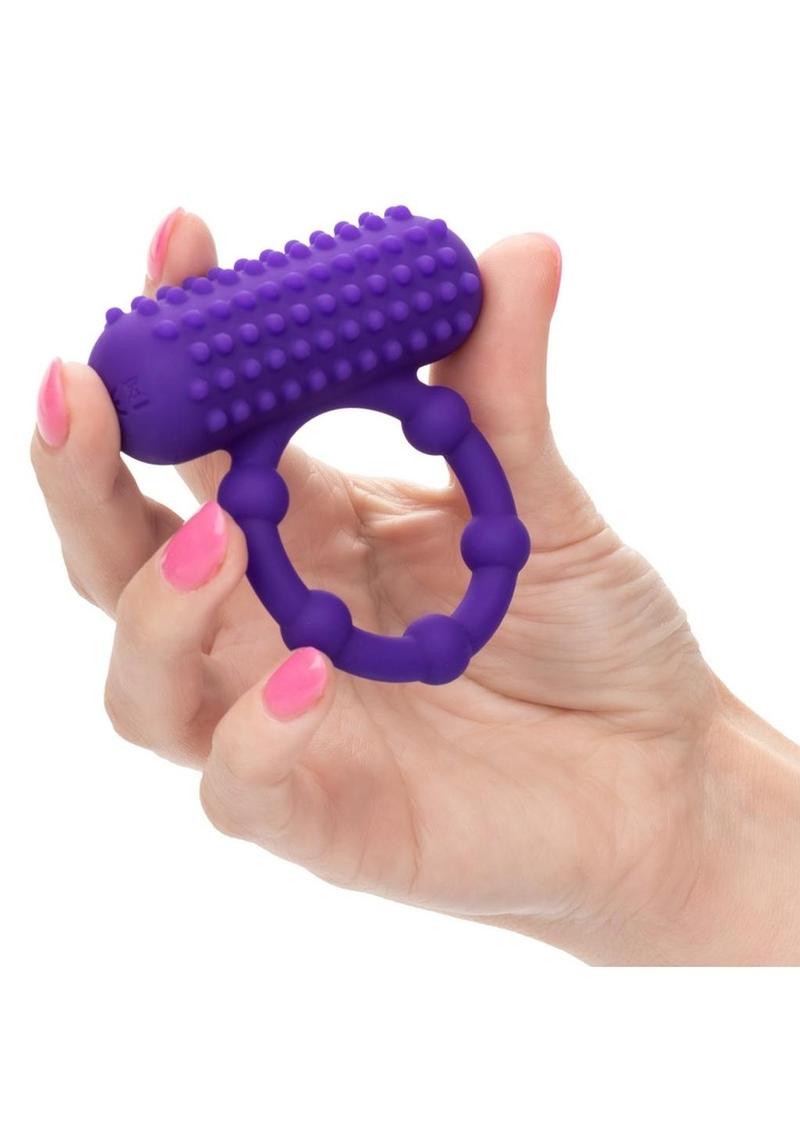 Couple's Enhancers Silicone Rechargeable 5 Bead Maximus Couples Ring - Purple