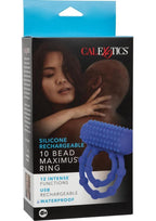 Couple's Enhancers Silicone Rechargeable 10 Bead Maximus Couples Ring - Blue