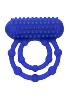 Couple's Enhancers Silicone Rechargeable 10 Bead Maximus Couples Ring - Blue