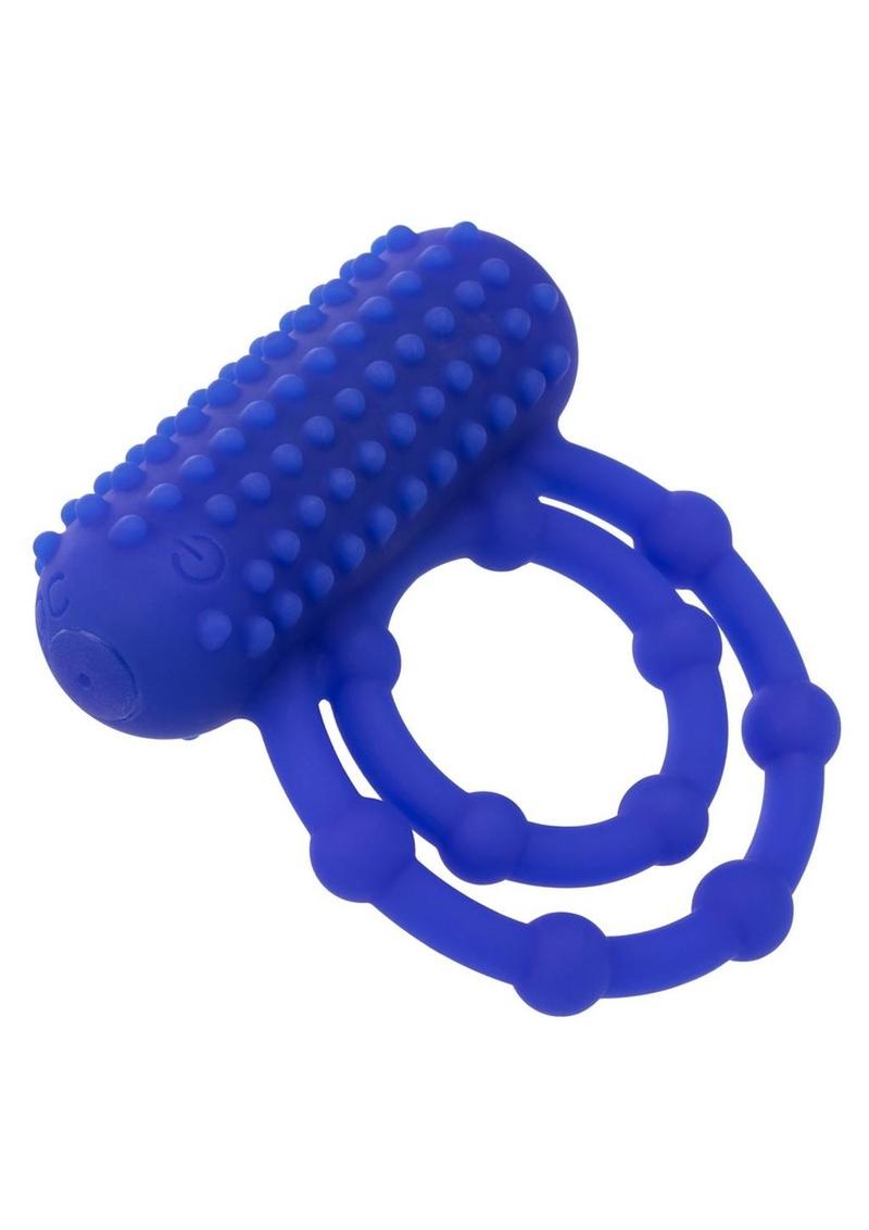 Couple's Enhancers Silicone Rechargeable 10 Bead Maximus Couples Ring - Blue