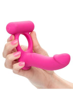 Couple's Enhancers Silicone Rechargeable Double Diver Couples Ring - Pink