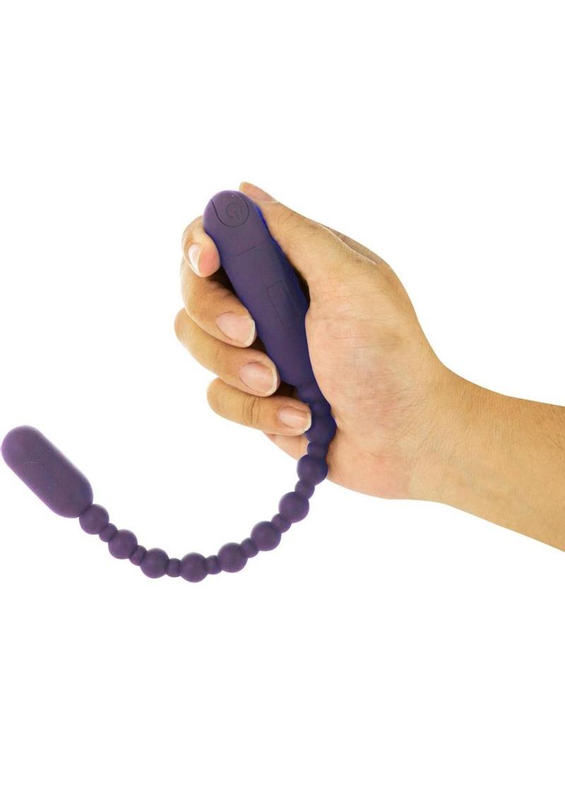 PowerBullet Rechargeable Silicone Booty Beads 10in - Purple