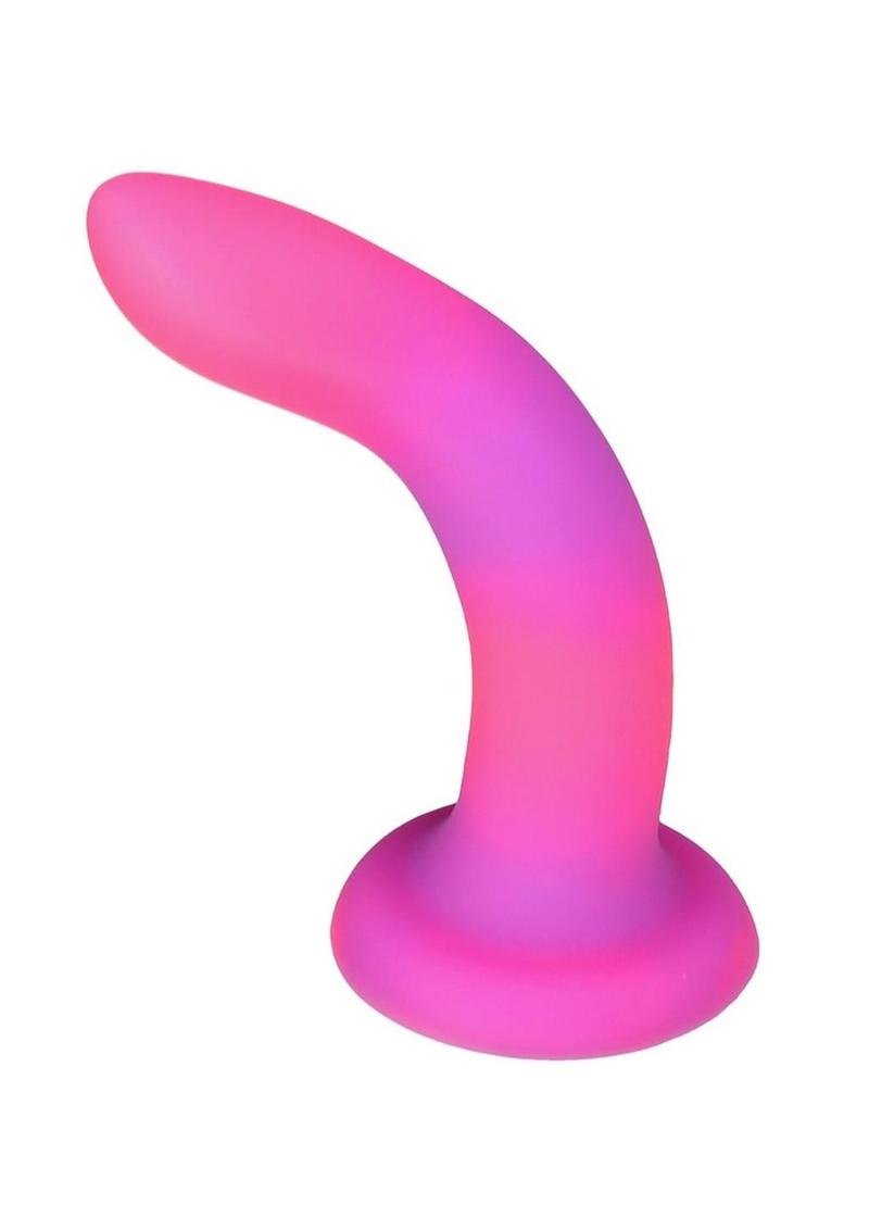 Addiction Rave Silicone Glow In The Dark Dildo 8in - Pink/Purple