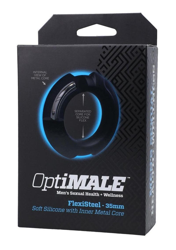 OptiMALE Flexisteel Soft Silicone Cock Ring 35mm - Black