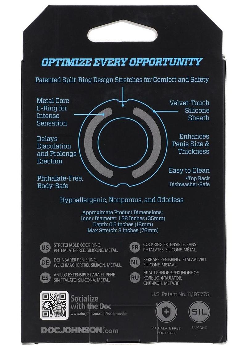 OptiMALE Flexisteel Soft Silicone Cock Ring 35mm - Black