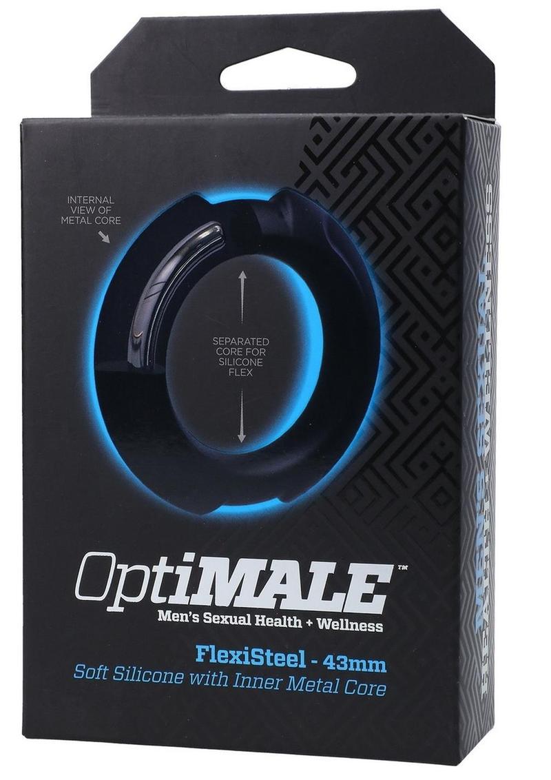 OptiMALE Flexisteel Soft Silicone Cock Ring 43mm - Black