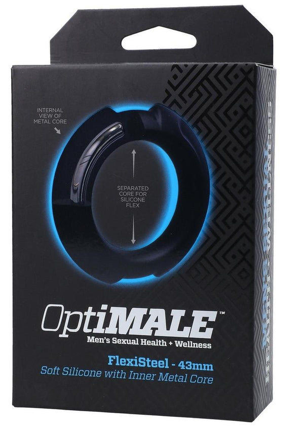 OptiMALE Flexisteel Soft Silicone Cock Ring 43mm - Black