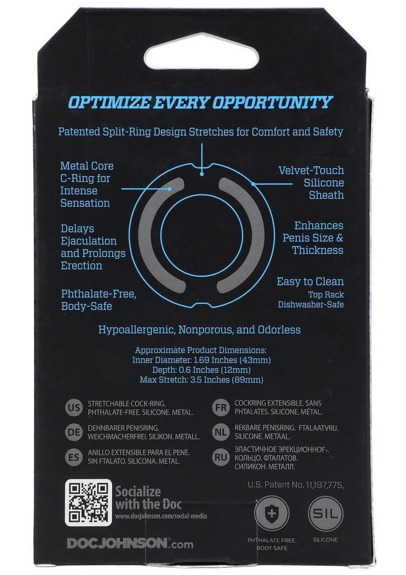 OptiMALE Flexisteel Soft Silicone Cock Ring 43mm - Black