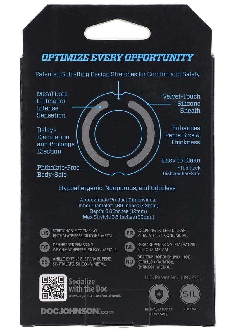 OptiMALE Flexisteel Soft Silicone Cock Ring 43mm - Blue