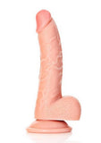 RealRock Curved Realistic Dildo with Balls and Suction Cup 7in - Vanilla