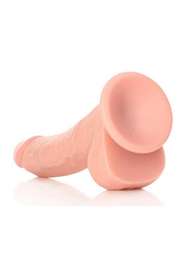 RealRock Curved Realistic Dildo with Balls and Suction Cup 8in - Vanilla