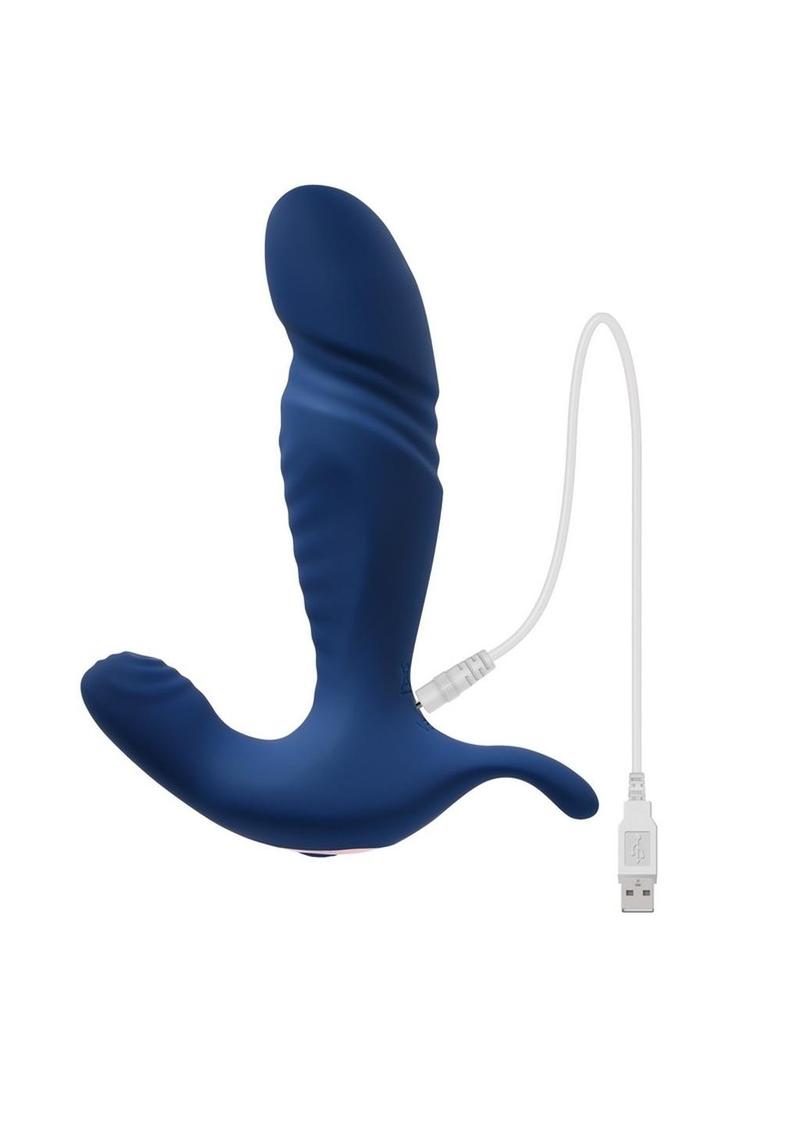 Gender X True Blue Rechargeable Silicone Thrusting Anal Vibrator - Blue